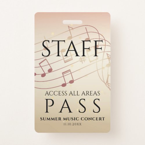 Staff All Access Pass Music Festival Badge