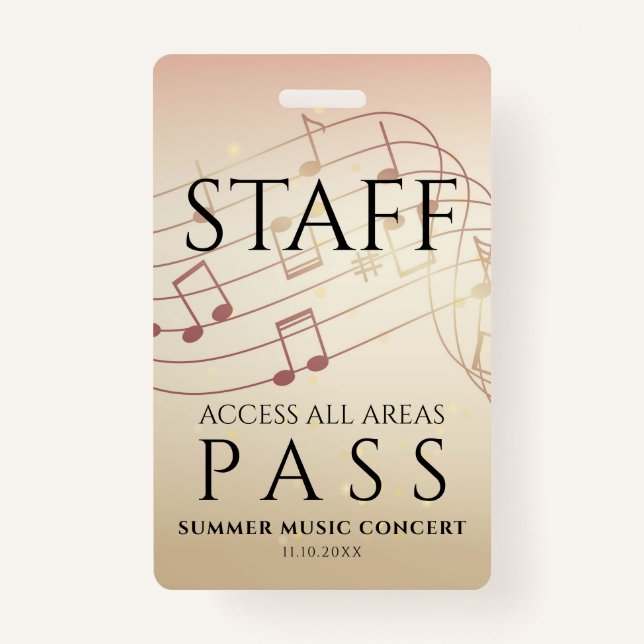 Staff All Access Pass Music Festival Badge (Front)