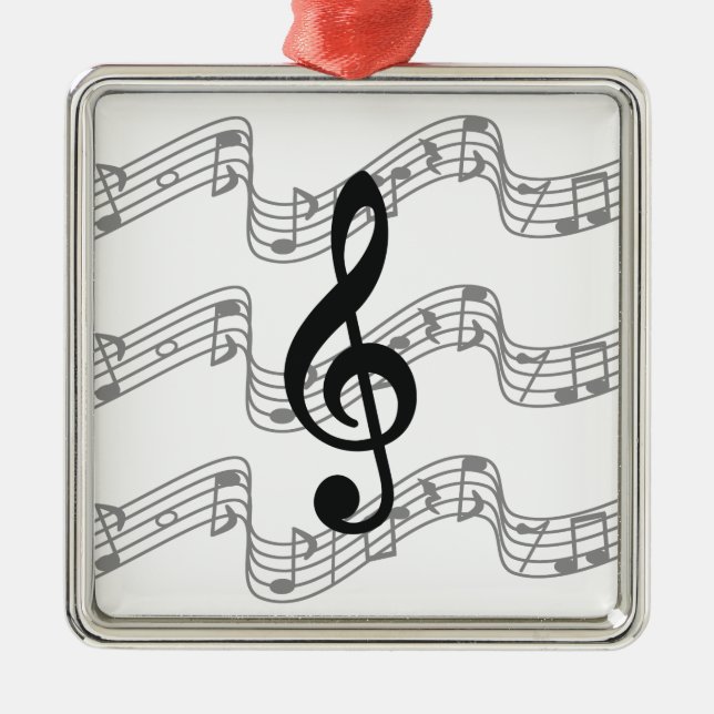 Staff and Treble Clef Metal Ornament (Front)