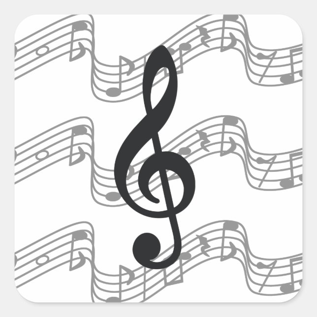 Staff and Treble Clef Square Sticker (Front)