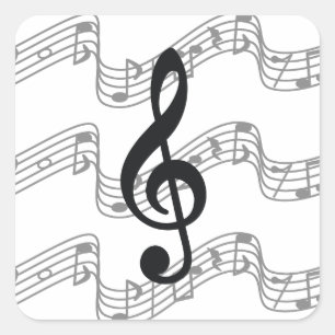 Staff and Treble Clef Square Sticker