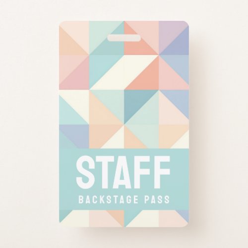 Staff Backstage Pass Geometric Design ID Badge