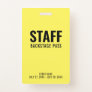 Staff Backstage Pass Yellow ID Badge