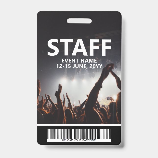 Staff Badge With Barcode Custom Event Access Pass (Front)
