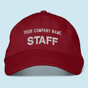Staff Baseball Cap Red Embroidered Employee Hat