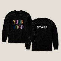 Staff Black Long Sleeve Shirt with Logo Pre-Shrunk