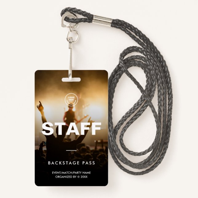 Staff Crew Access Event Concert Music Festival Badge (Front with Lanyard)