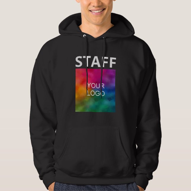 Staff Crew Member Mens Black Hooded Sweatshirt (Front)