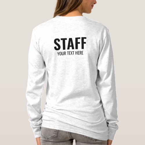 Staff Crew Member Womens Long Sleeve Ash Grey T_Shirt