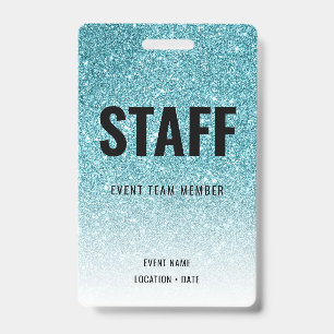 Staff Custom Event or Concert Blue Glitter Badge