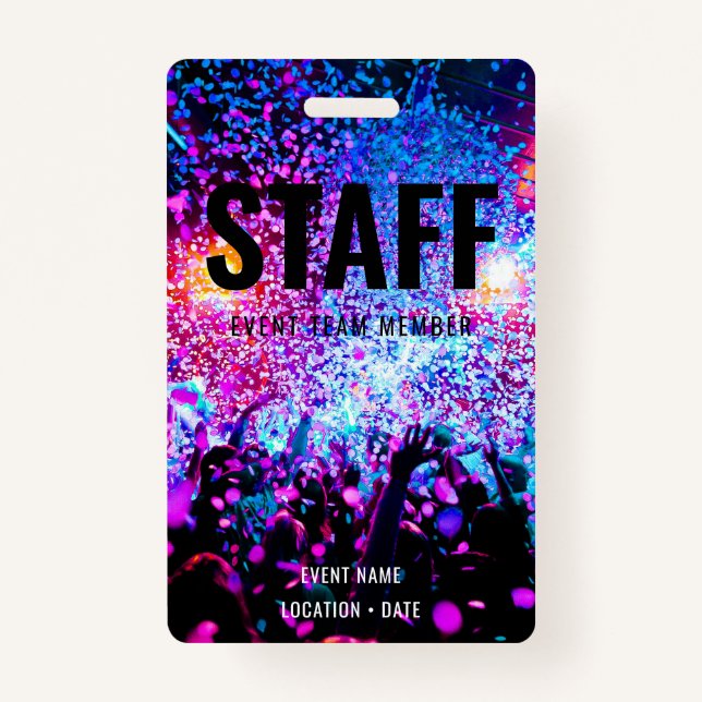 Staff Custom Event or Concert Name  Badge (Front)