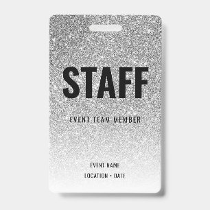 Staff Custom Event or Concert Silver Glitter Badge