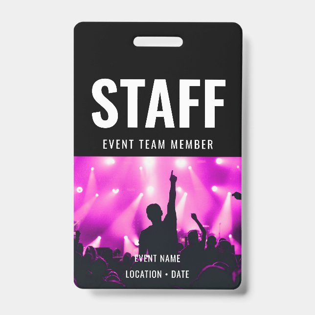 Staff Custom Name All Access Pass ConcertStaff Cus Badge (Front)
