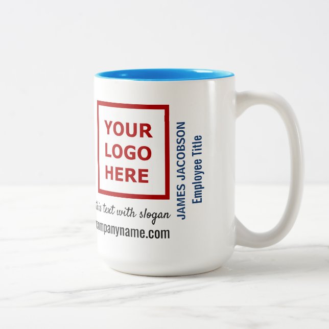 Staff Employee Personalized Name Logo Website Two-Tone Coffee Mug (Right)