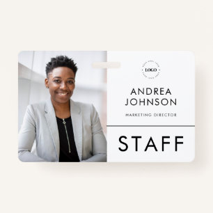 Staff Employee Photo ID Card with Custom Logo Text Badge