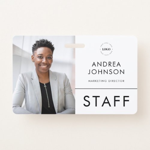 Staff Employee Photo ID Card with Custom Logo Text Badge