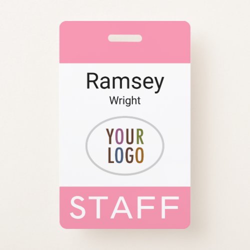 Staff Employee Pink Name Badge Clip Reel Lanyard