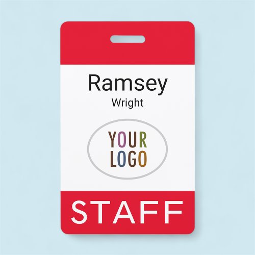 Staff Employee Red ID Name Badge Lanyard Clip Reel