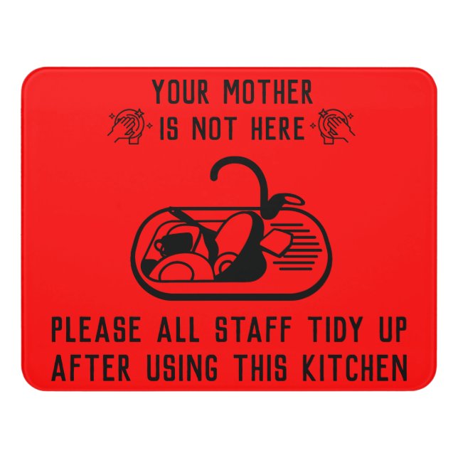 Staff Kitchen Tidy Up Door Sign (Contemporary Front)