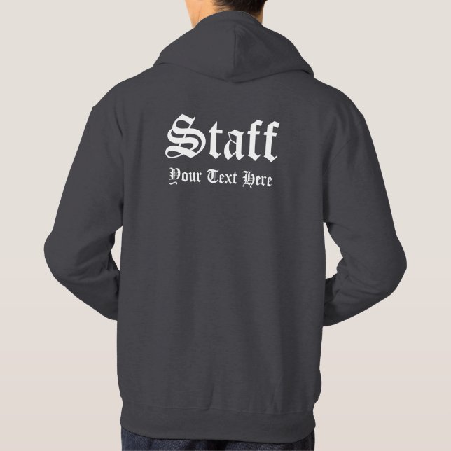 Staff Member Old Style Template Mens Dark Grey Hoodie (Back)