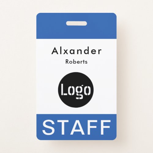 Staff Name Badge Blue Custom Logo