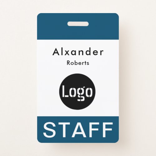 Staff Name Badge Blue Custom Logo
