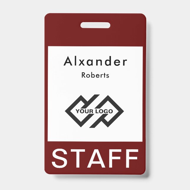 Staff Name Badge Custom Logo ID Badge (Front)