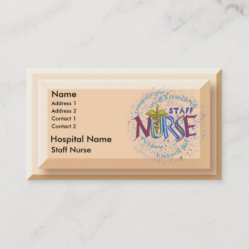 Staff Nurse custom name Business Card