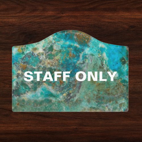 Staff Only Blue Mineral Stone Door Sign
