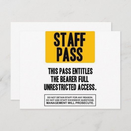 Staff Pass (Front/Back)
