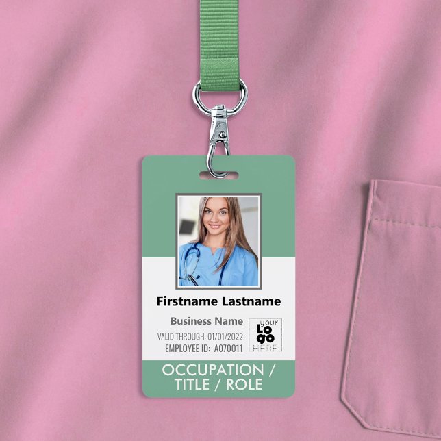 Staff Photo ID Barcode Logo Arsenic Green Name Badge (Creator Uploaded)