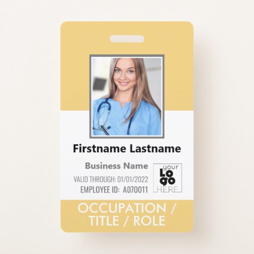 Staff Photo ID Barcode Logo Sunflower Yellow Name Badge