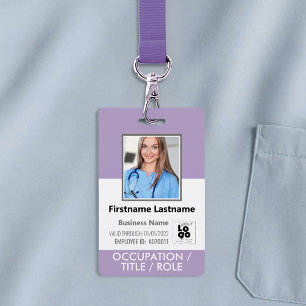 Staff Photo ID Card Barcode Logo Lilac Purple Name Badge