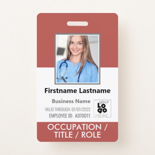 Staff Photo ID Card Barcode Logo Rectory Red Name Badge