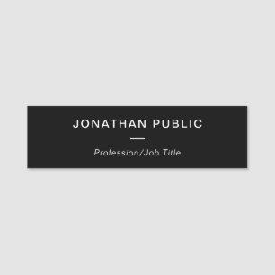 Staff Popular Black White Simple Elegant Template Name Tag