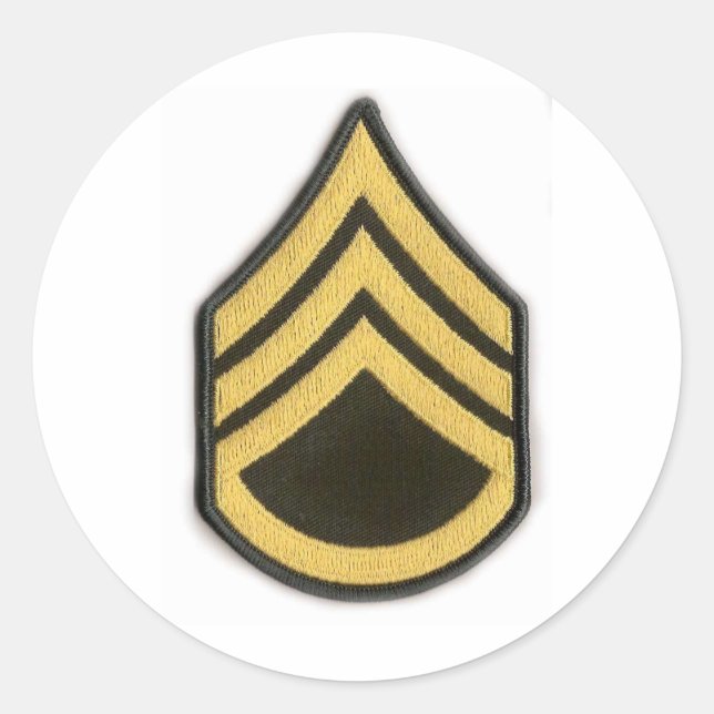 STAFF SERGEANT E-6 CLASSIC ROUND STICKER (Front)