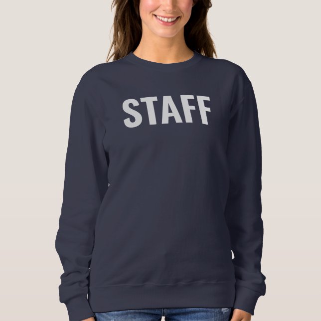 Staff Team Add Logo Text Here Womens Navy Blue Sweatshirt (Front)