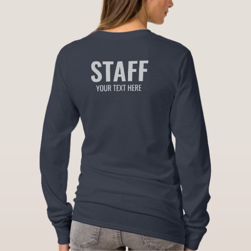 Staff Team Member Womens Long Sleeve Navy Blue T_Shirt