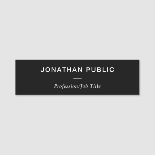 Staff Trendy Black White Simple Template Modern Name Tag