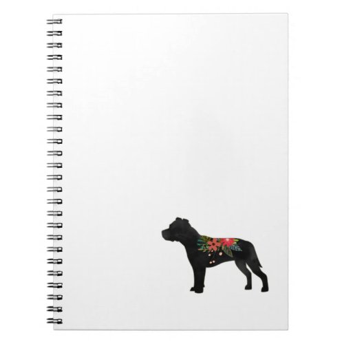 Staffie Dog Breed Boho Floral Silhouette Notebook
