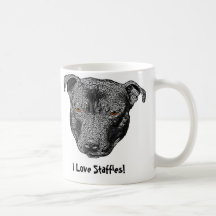Staffie Head, 'I Love Staffies!' Mug