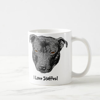Staffie Head, 'I Love Staffies!' Mug