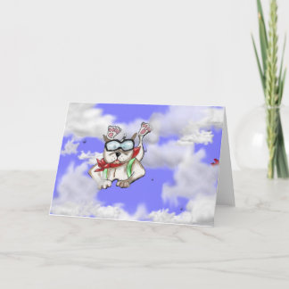 STAFFIE SMILES - sky diver - greetings card