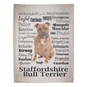 Staffie Traits Duvet Cover by ForLoveofDogs at Zazzle