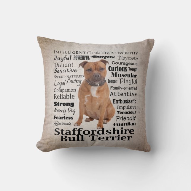 Staffie Traits Pillow (Front)