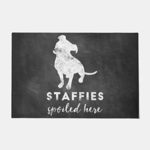 Staffies Spoiled Here Vintage Chalkboard Doormat