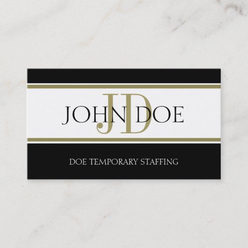 Staffing Agency Gold Stripe W/W Business Card