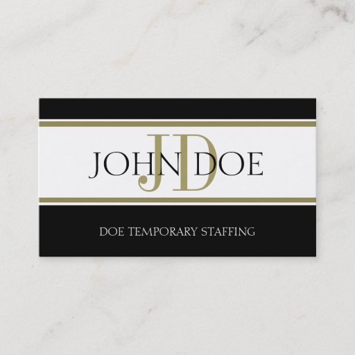 Customizable Staffing Agency Gold Stripe W/W Business Card