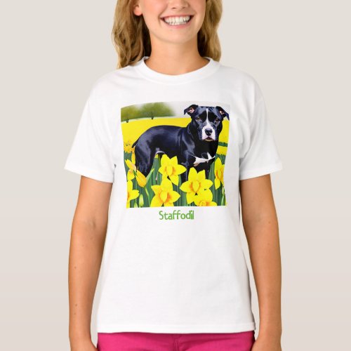 Staffodil _ Staffy in the Daffodils T_Shirt
