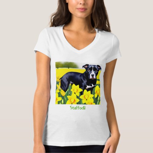 Staffodil _ Staffy in the Daffodils T_Shirt